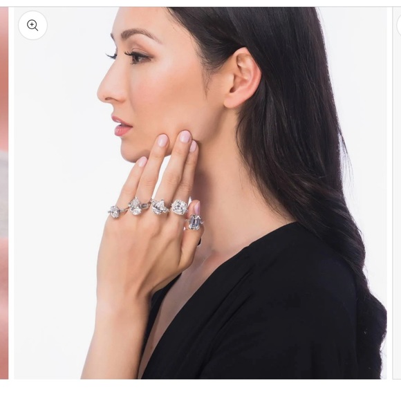 3-Stone Pear CZ Statement Engagement Wedding Ring in Sterling Silver - Picture 9 of 9